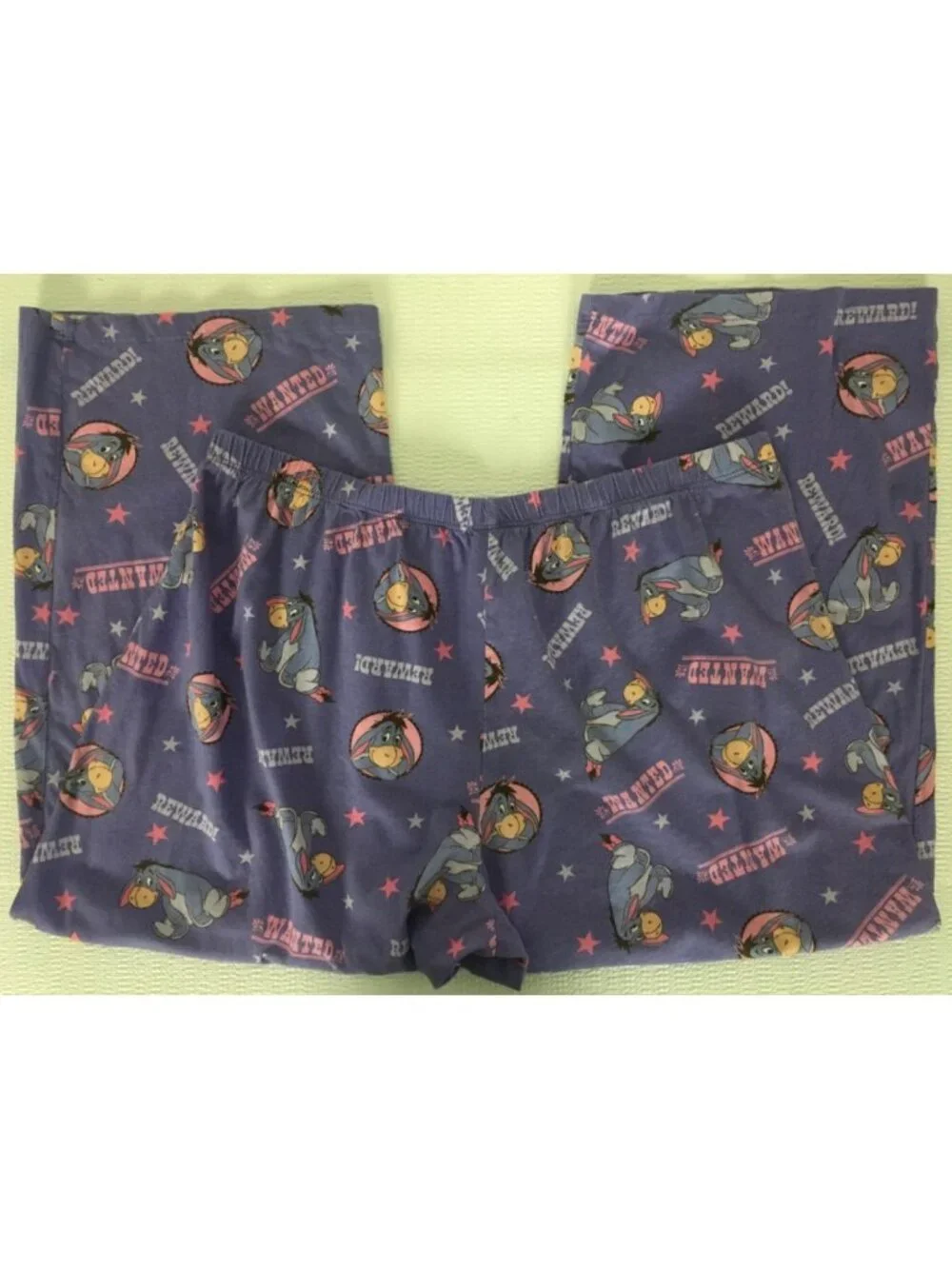 Disney Capri PJ Bottoms Size XL Purple with Eeyore Wanted Reward Elastic Waist - Picture 6 of 13